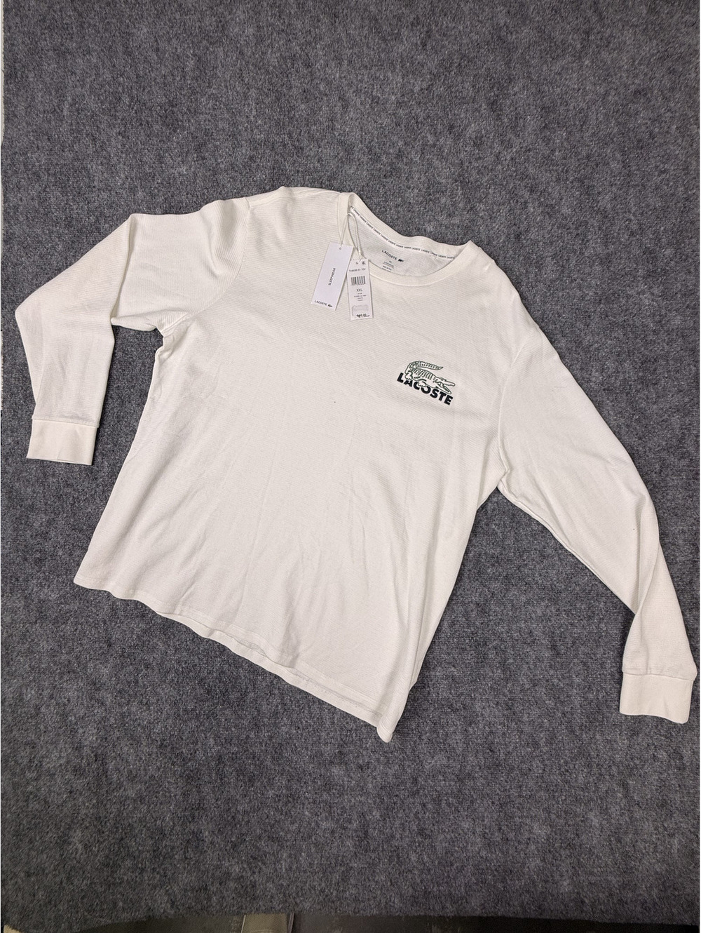 Lacoste White Long Sleeve Sleepwear Shirt XXL
